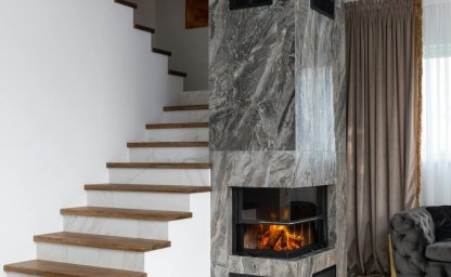 How do I choose marble adhesive for a fireplace?